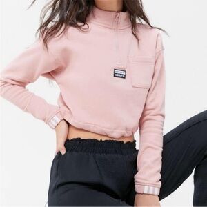 adidas Pink Cropped Quarter-Zip Sweatshirt